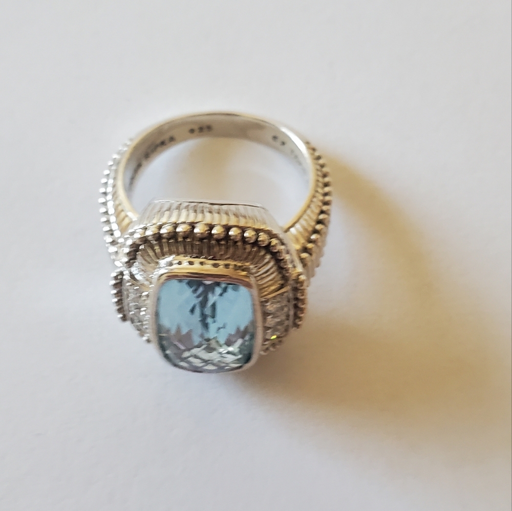 Judith Ripka Blue Topaz & Diamonique Ring, Size 6 - Picture 3 of 8